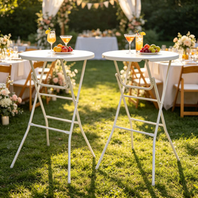 31.5" Round Plastic Folding Banquet Table, Portable for Outdoor Party & Events