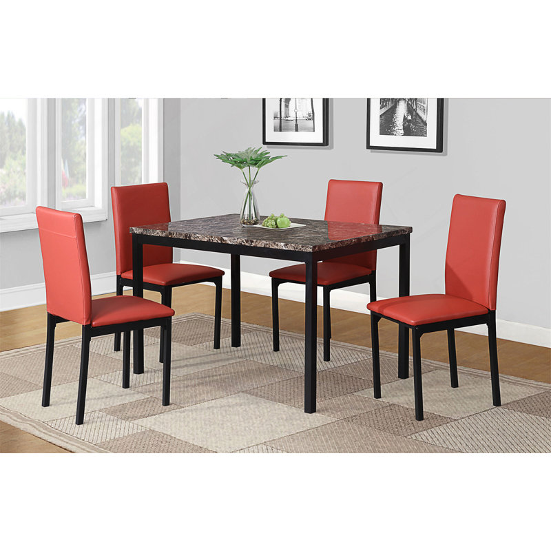 Ensemble de coin-repas en métal 5 pièces avec plateau en faux stratifié Citico, parfait pour les espaces de salle à manger modernes et élégants