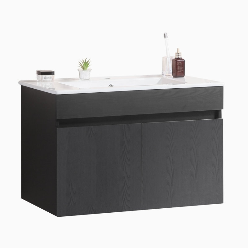 Ensemble de meuble-lavabo simple avec plateau Anahy, Noir