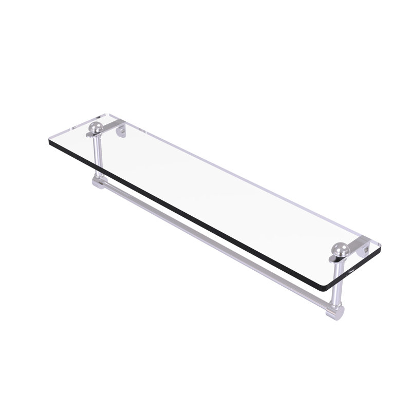 Gober Bracket Shelf with Towel Bar, 22", Satin Chrome