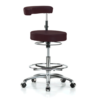 Adjustable Height Lab Stool with Footrest and Removable Casters/Wheels