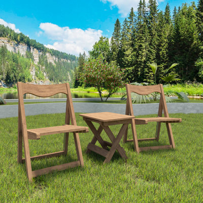Bistro d'extérieur fabriqué à partir de hanches avec 2 chaises et une table rectangulaire, look pliable pour la cour