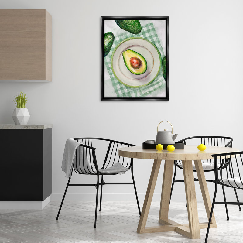 Cadre délicat d'avocat sur plaque flottante, design par Lil 'Rue, H 31 po x l 25 po, Cadre flottant noir de jais