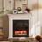 Beige Solid Wood Electric Fireplace-2073914526