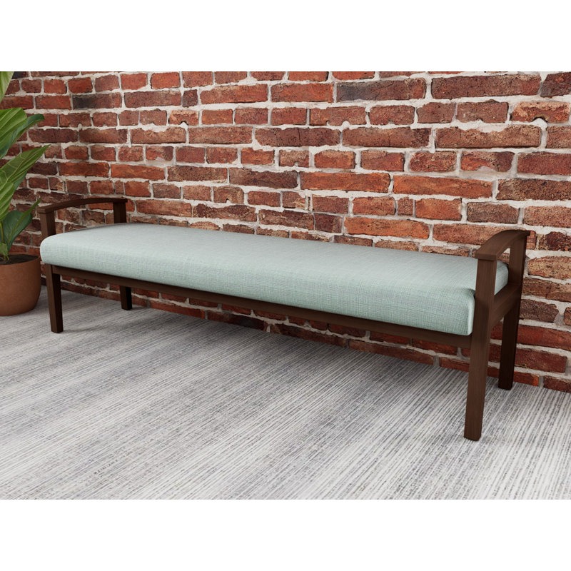 Banc en bois massif Amherst, Chambray écume de mer, Noyer Riftwood
