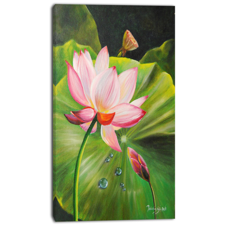 «Lotus and Water gouttes», impression sur toile, H 40 po x l 20 po x P 1po