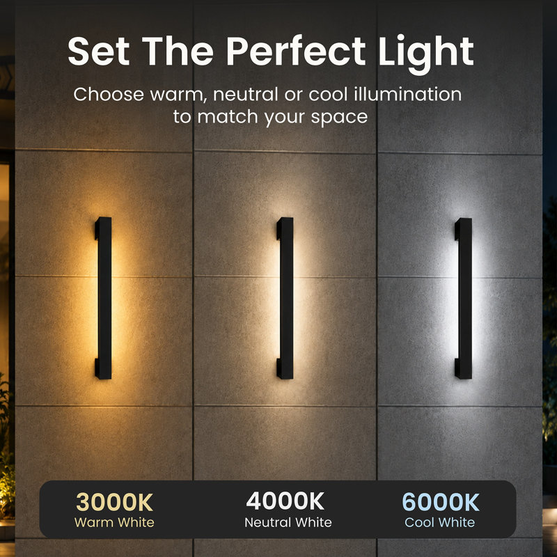 Outdoor Wall Linear Sconce Fixture, 24" H x 1.5" W x 2.5" D
