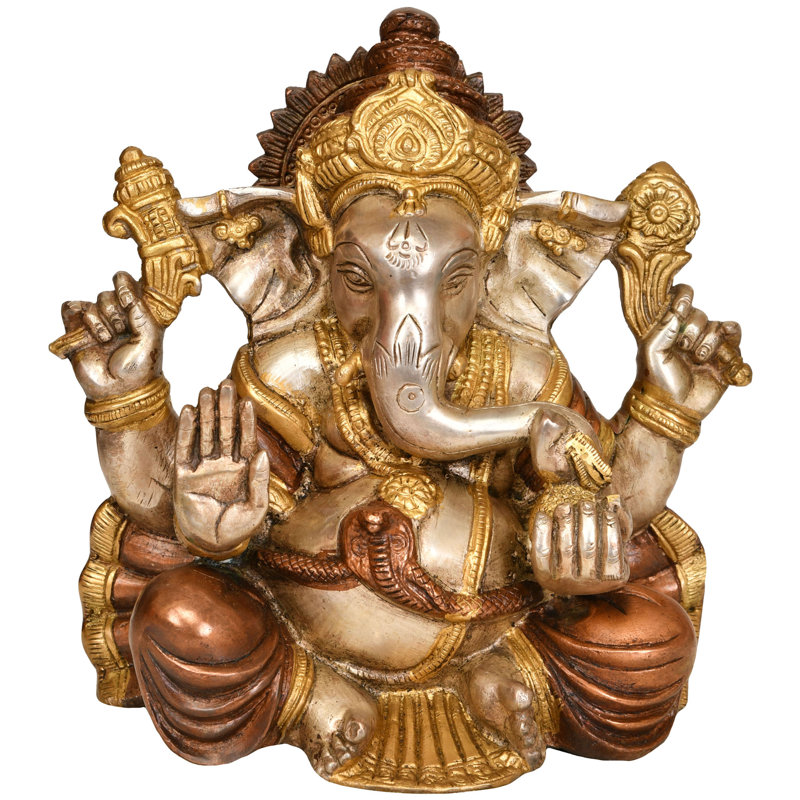 8-Inch Handcrafted Brass Ganesha Statue - Traditional Indian Lord Ganesh Sculpture for Home Decor, Meditation Room & Office Display
