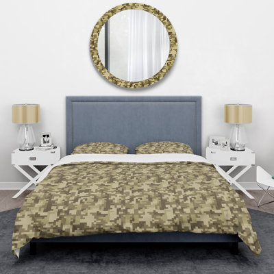 Ensemble de housse de couette en microfibre vert / beige 3 pièces