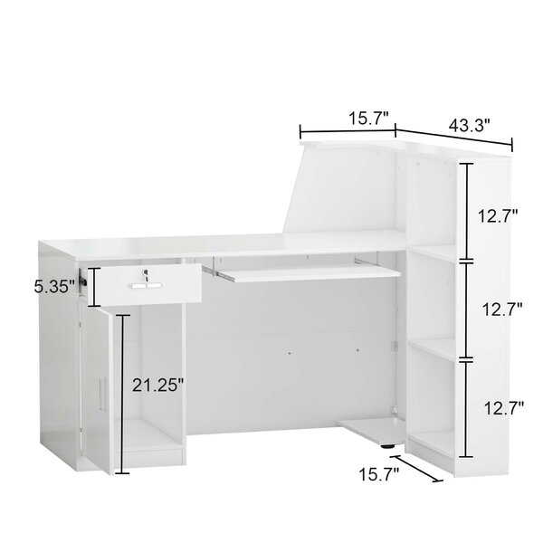 Inbox Zero Gurtha L-Shaped Manufactured Wood Reception Desk & Reviews ...
