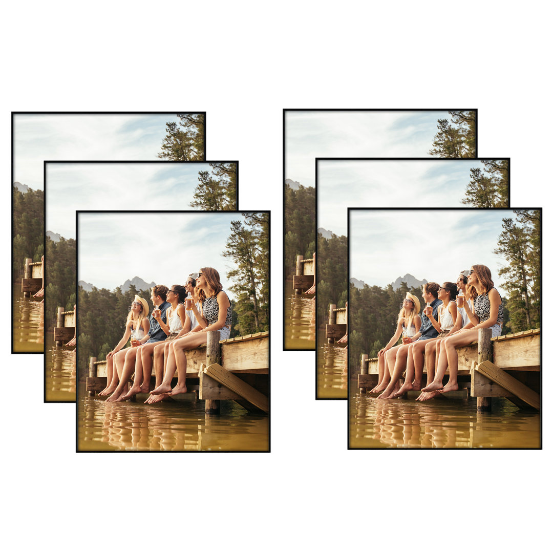 Front Loading Picture Frame Set - Perfect For Photos And Wall Decor - Black - 6 Pack Americanflat Picture Size (Without