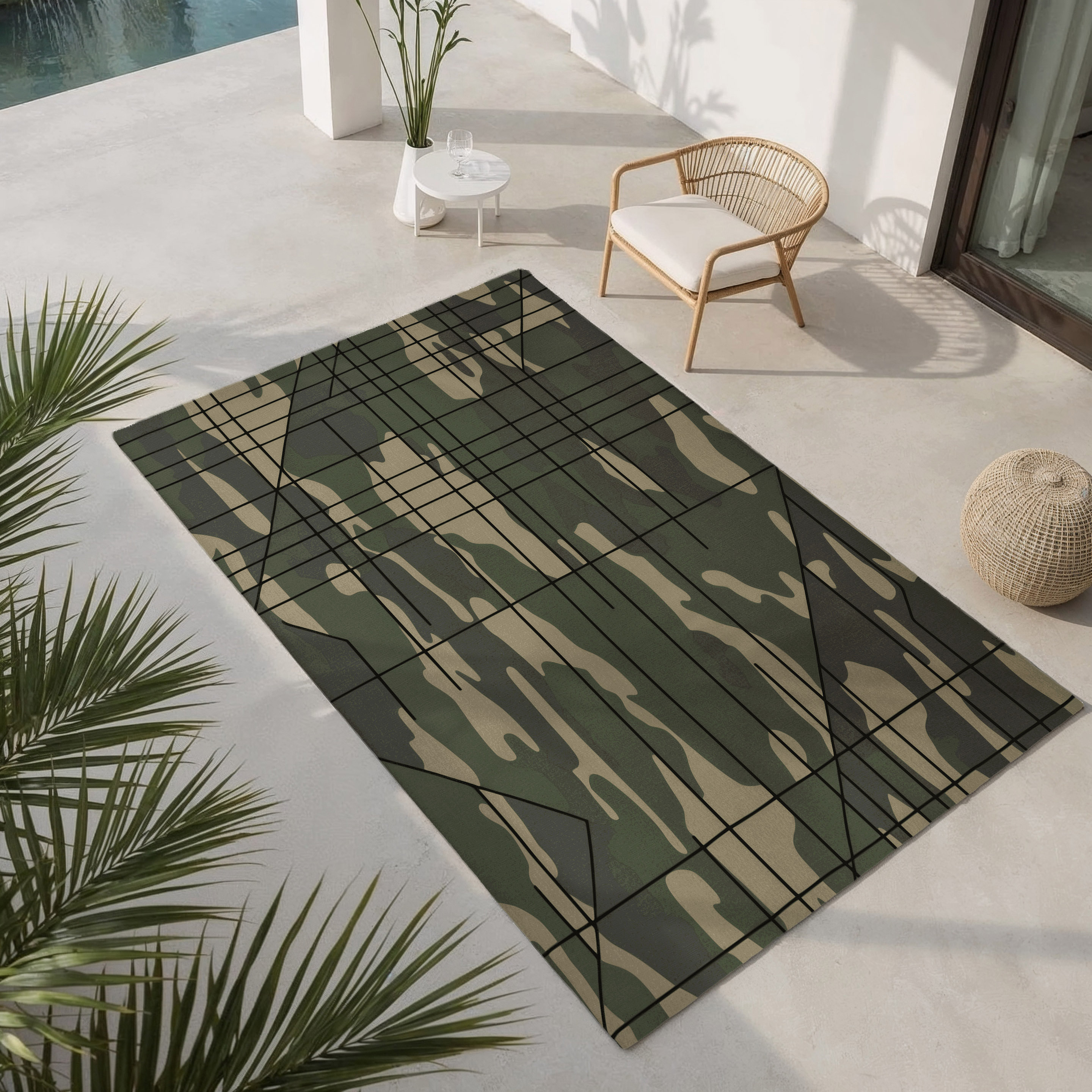 Wrought Studio™ Tactical Stitch Indoor And Outdoor Area Rug | Wayfair