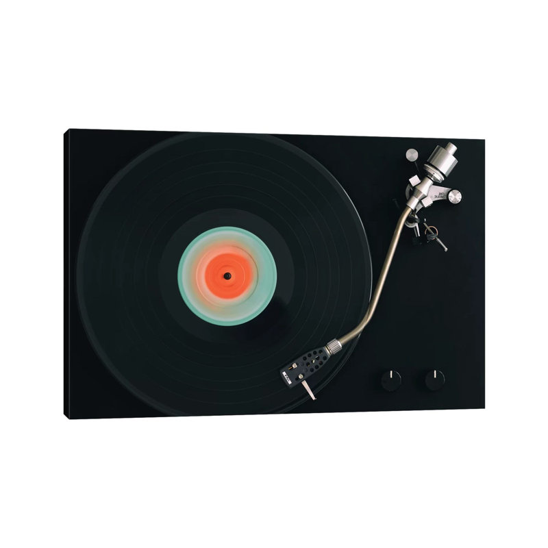 Spinning Record by Tom Quartermaine - Wrapped Canvas Print, 8" H x 12" W x 0.75" D
