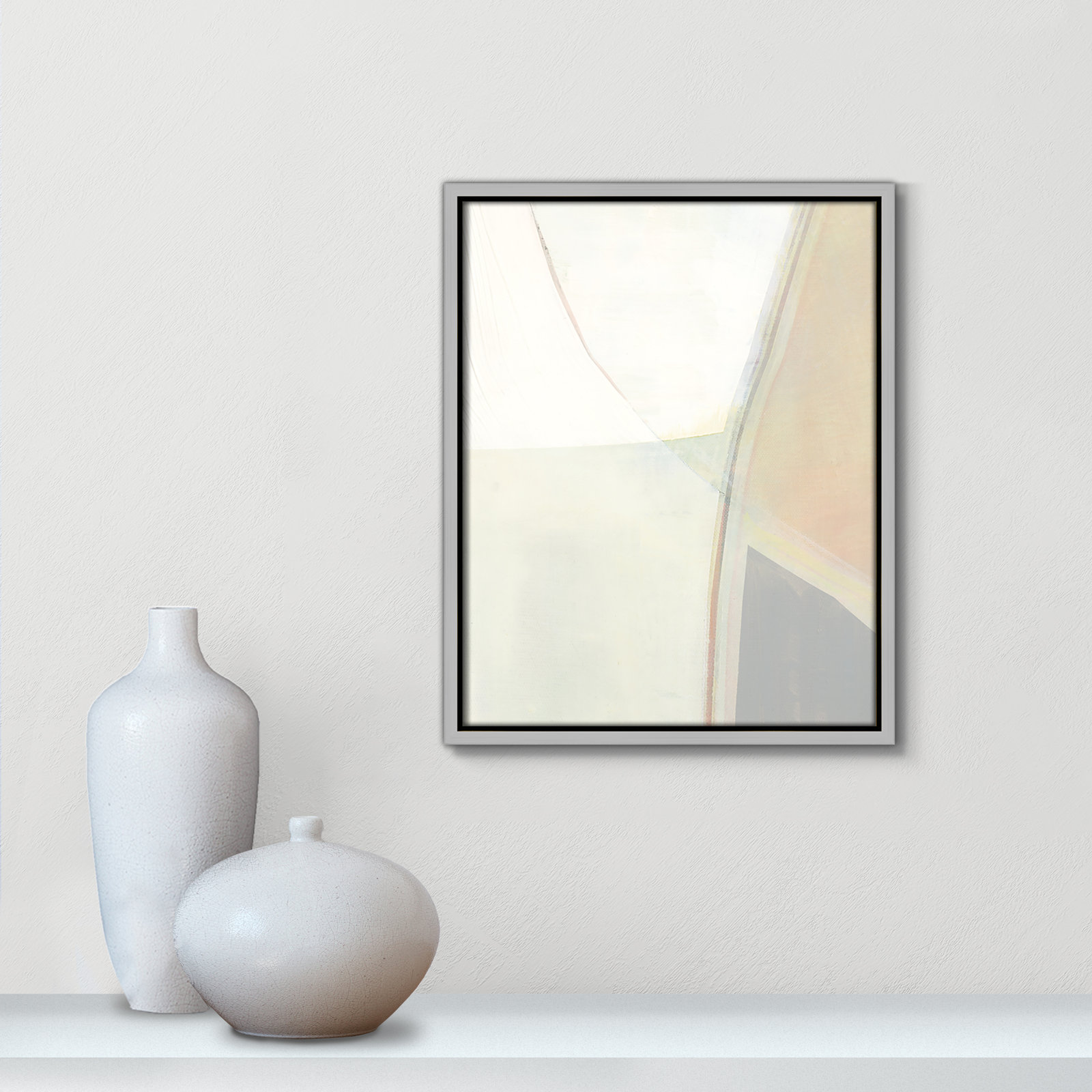 Alexandria "In Neutral II" Painting by Cartissi, 15.5" H x 12.5" W x 2" D, Silver Framed Canvas