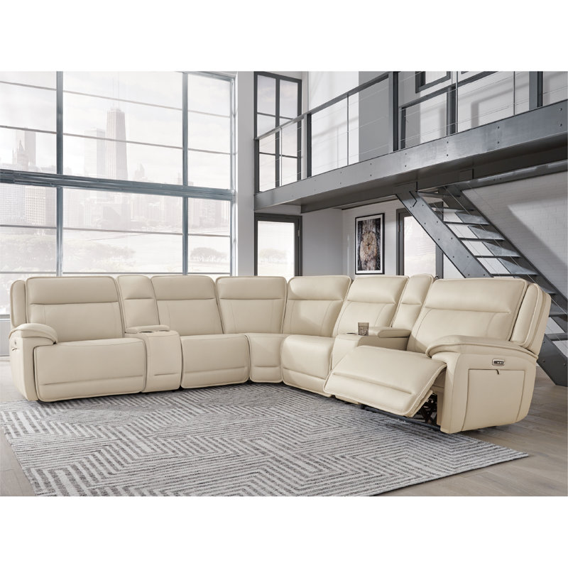Canapé modulaire inclinable 7 pièces avec 2 consoles