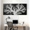Abstrait corail blanc sur fond noir, ensemble de 3 reproductions d'art sur toile