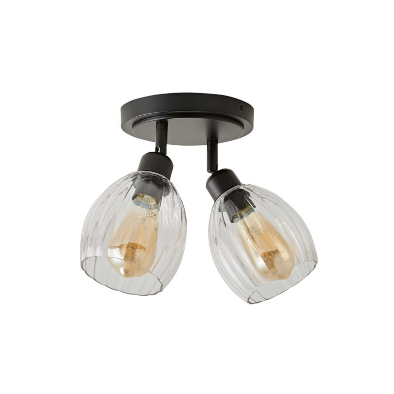Alaynah Glass Semi Flush Mount, Matte Black