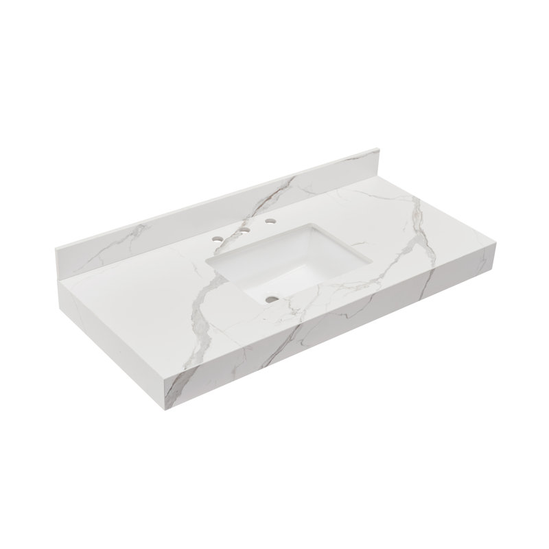 Marseille 48'' Calacatta White Engineered Marble Vanity Top with Sink