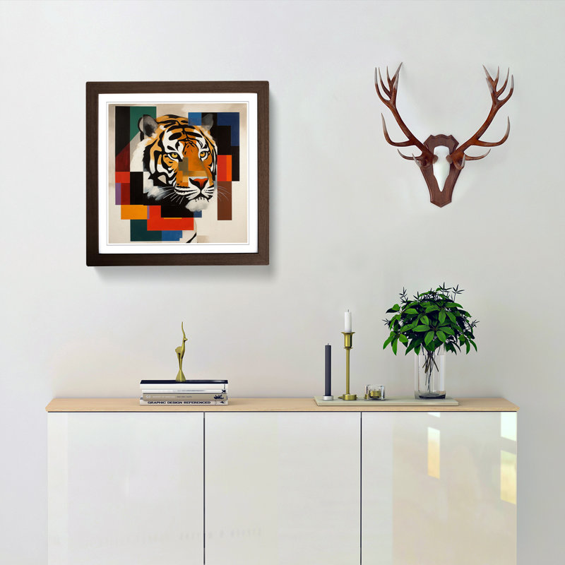 Tiger Suprematism No.1 - Framed Print, Walnut