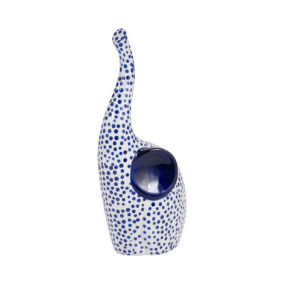 Tronc d'éléphant estampé à la main Dakota Fields en céramique, bleu / blanc et fantaisie