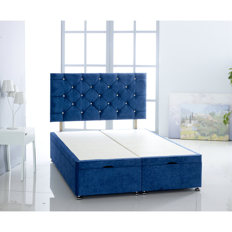 Virginia Upholstered Ottoman Storage Bed, Super King (6'), Blue
