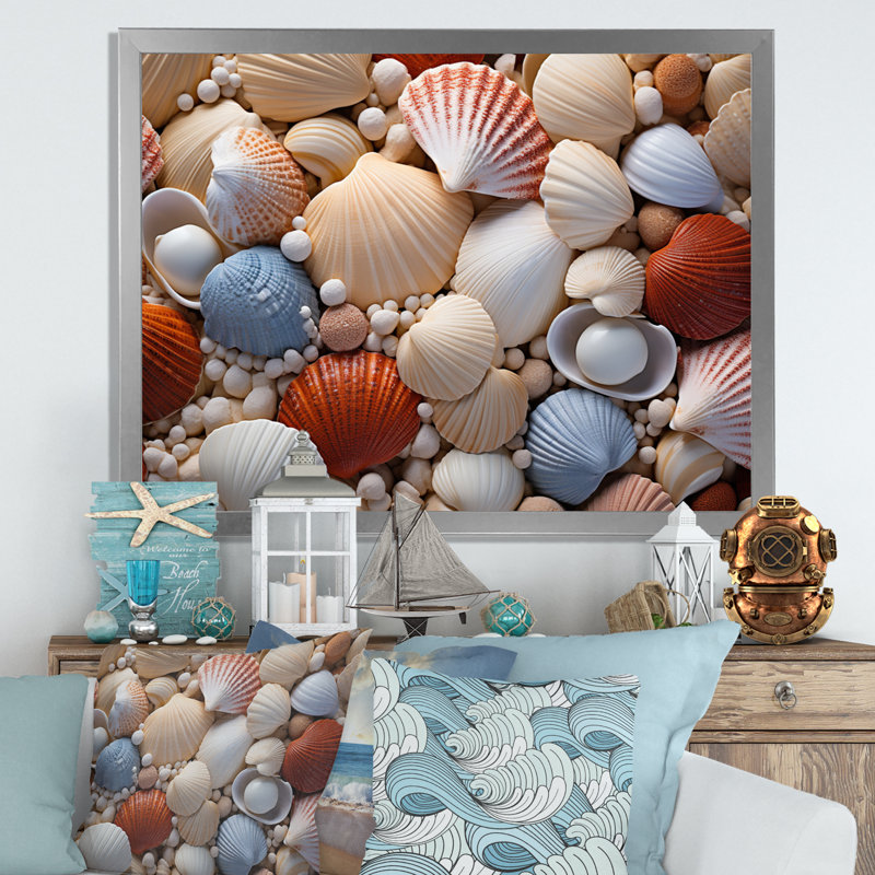 «Beach Photo Seashell Symphony III», reproduction d'art sur toile, Argent, H 16 po x l 32 po x P 1 po
