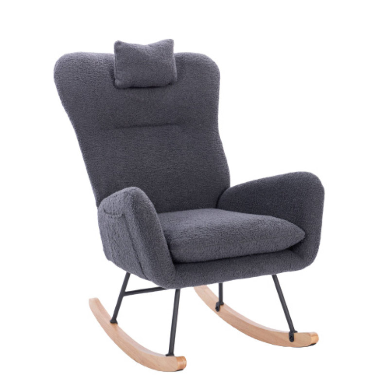 Chaise berçante rembourrée Teddy pour chambre à coucher (Teddy GREY DARK), Gris foncé