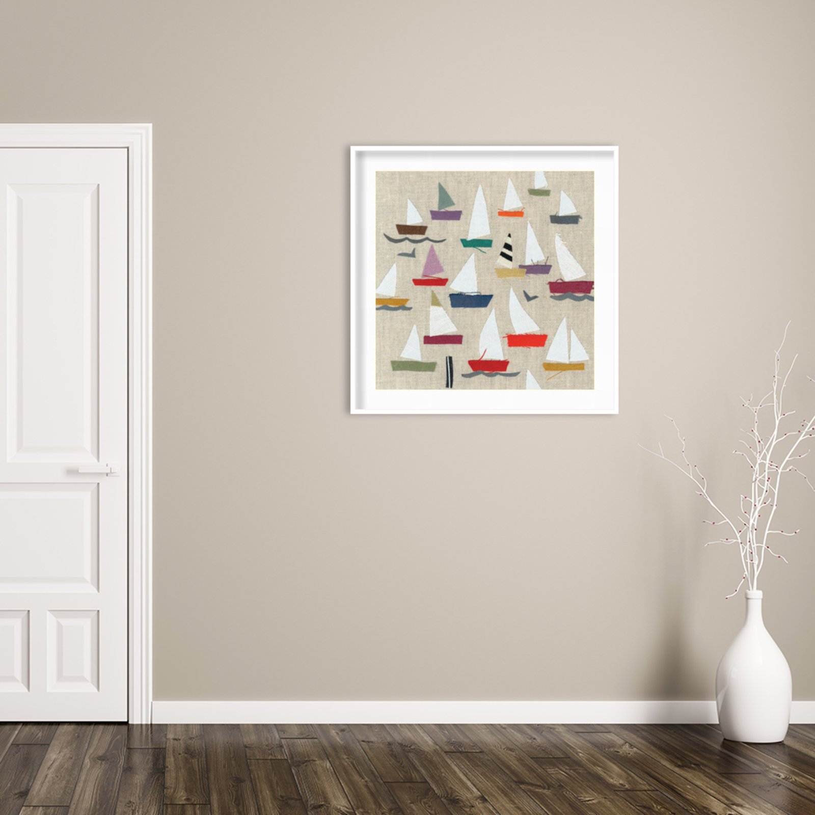 Plain Sailing Print by Jenny Frean, White, 41" H x 41" W x 1" D