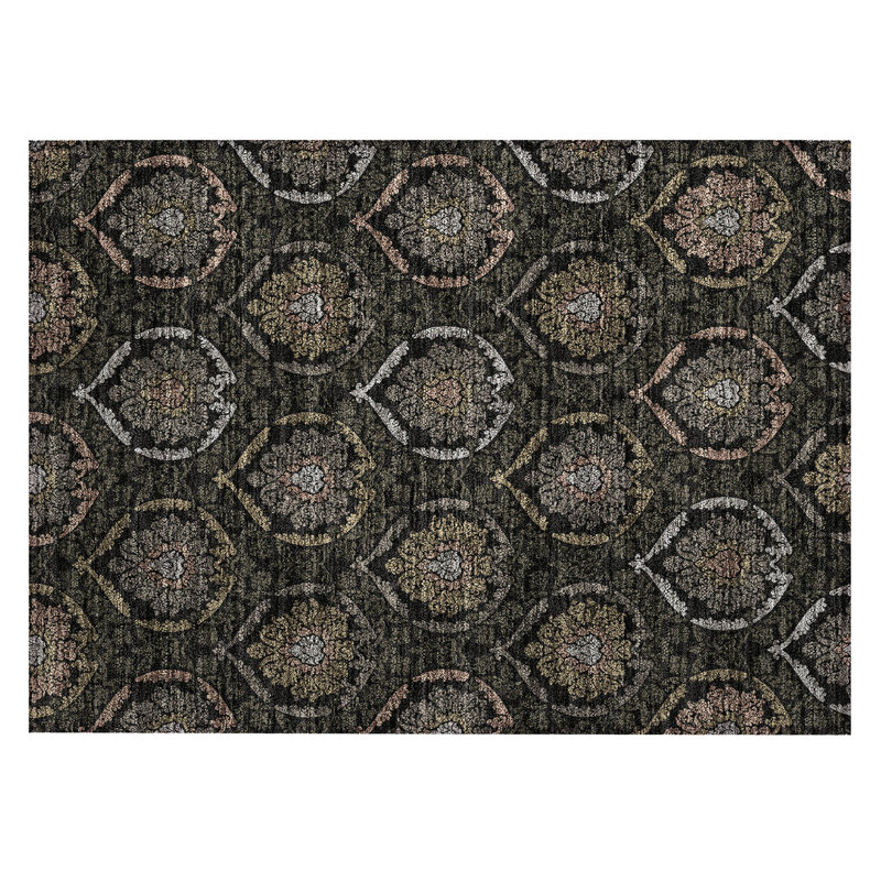 Senad Flatweave Washable Damask Indoor / Outdoor Rug, Rectangle 1'8" x 2'6"