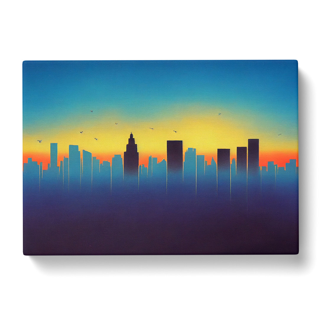 Exhilarating Skyscraper Skyline Abstract - Wrapped Canvas