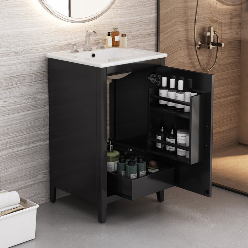 Meuble-lavabo 20,3 po avec lavabo, Noir