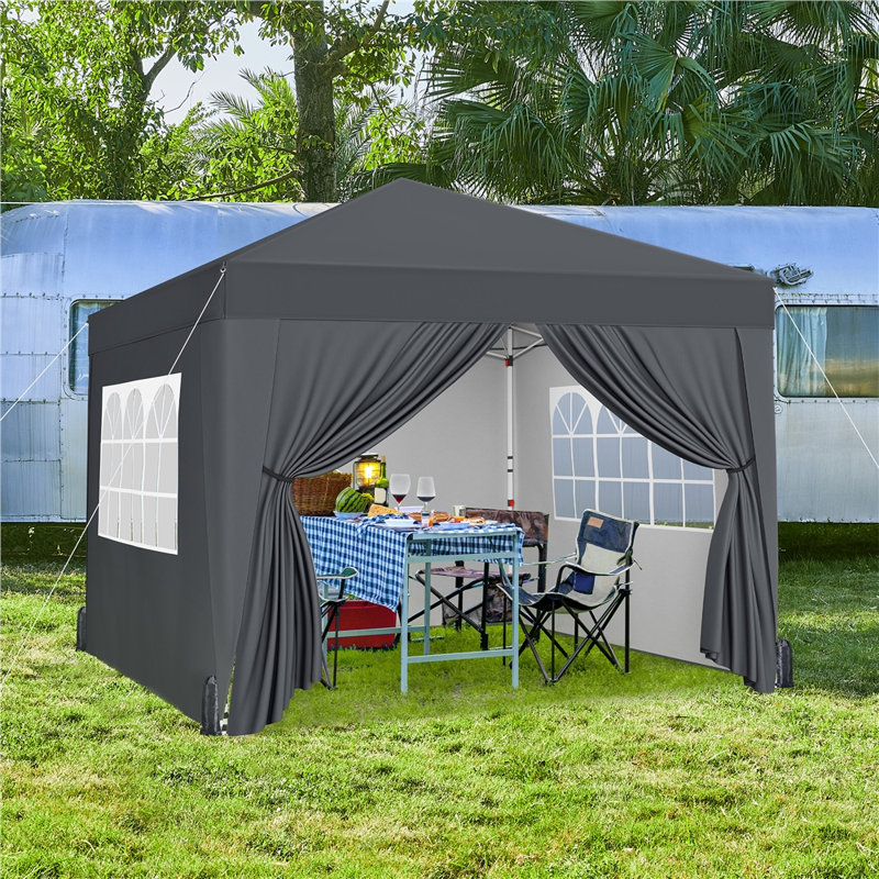 Iron Pop-Up Gazebo, 287cm H x 300cm W x 300cm D, Dark Grey
