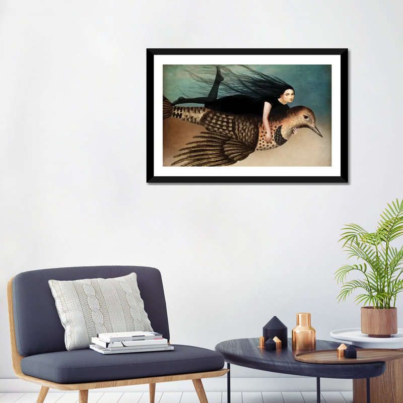«Back to Earth II» par Catrin Welz-Stein - impression d'art graphique, H 24 po x l 32 po x P 1 po, Papier encadré noir, Blanc