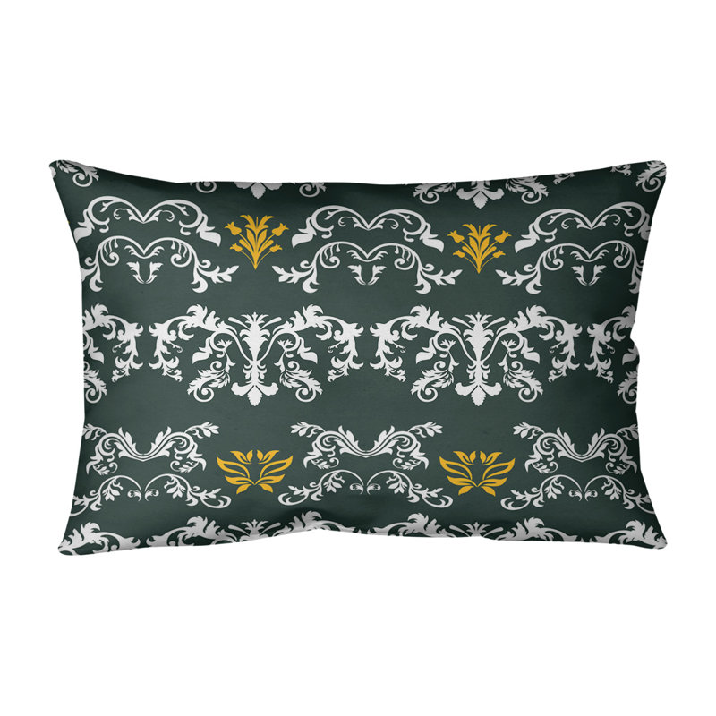 Housse et insert de coussin rectangulaire Green Bay Football Baroque, Noir / blanc / jaune, Faux lin