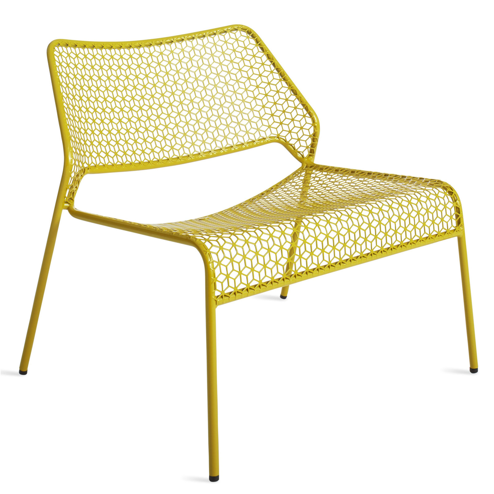 Hot Mesh Steel Armless Outdoor Lounge Chair, Natural Yellow