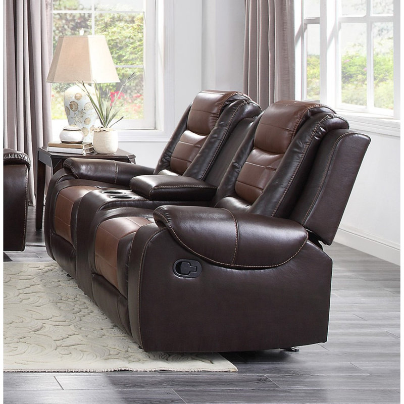 Causeuse inclinable double en similicuir Gurutz, Similicuir brun