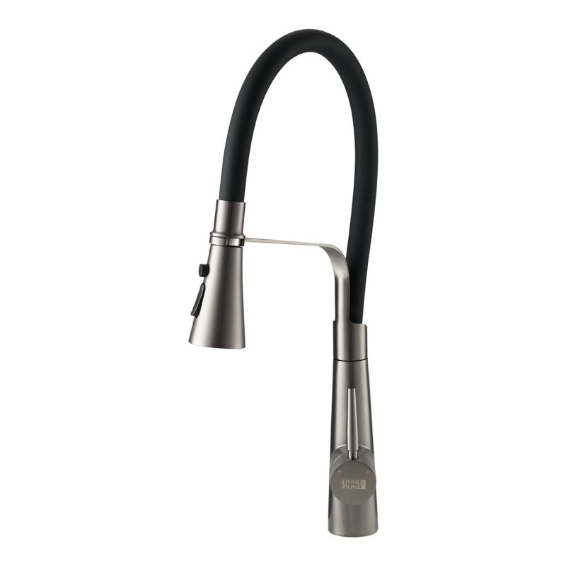 Happy Larry Ashburton Pull Down Kitchen Faucet, Matte Black/Nickel