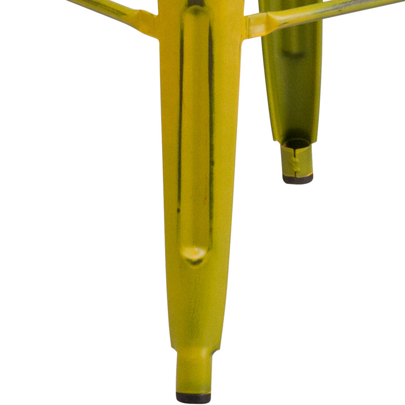 Kai Industrial Style Bar Stool - Set of 4 - Modern Metal Counter or Bar Height, Yellow/Black, Bar Stool (30" Seat Height)
