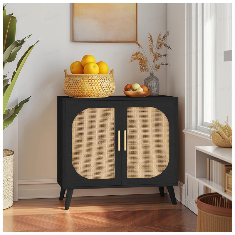Élégante armoire avec rangement, armoire de salle de bain décorative, deux portes, 4 compartiments, pieds en bois massif, polyvalente pour le couloir et le salon