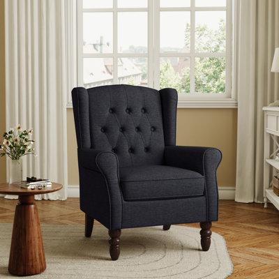 Upholstered Cotton Wingback Chair
