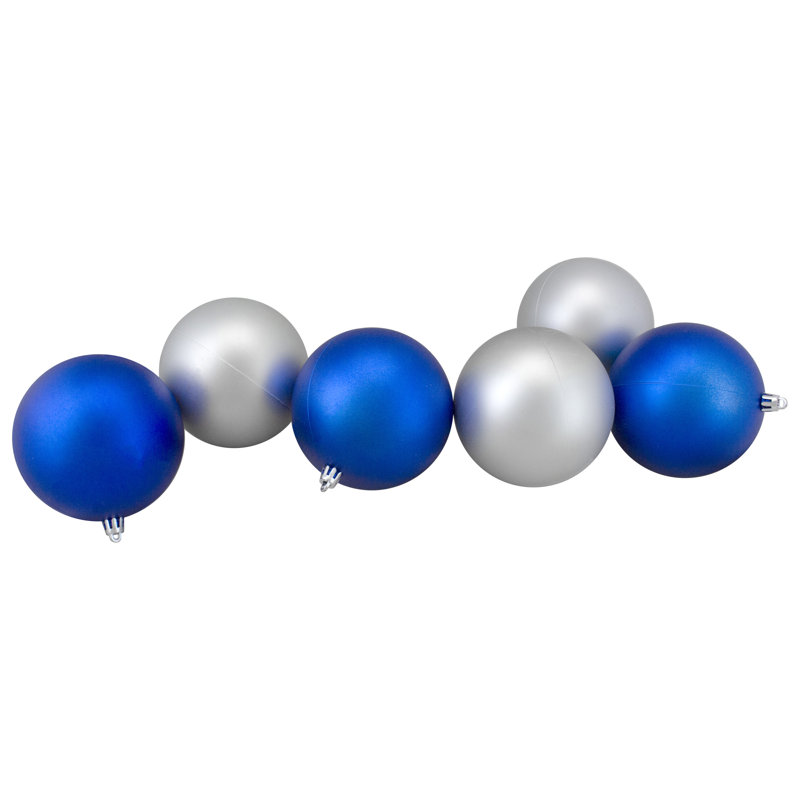 Ornements de Noël en forme de boule incassable à 2 finitions 12ct argent et bleu 4 po