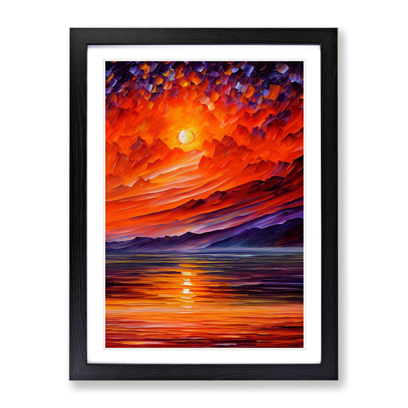 Ocean Sunset View No.4 - Framed Print, Black, 64cm H x 46cm W x 2cm D