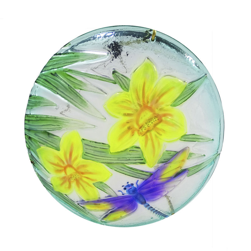 10"W Dragonfly Hanging Glass Bird Feeder & Birdbath