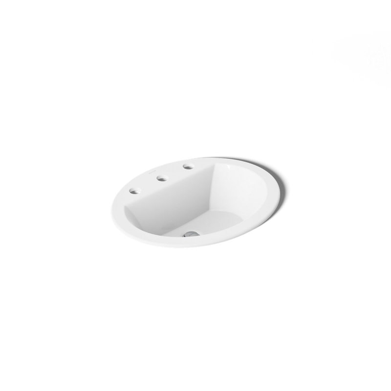 Lavabo encastré ovale en céramique avec trop-plein Bryant, Blanc, Simple