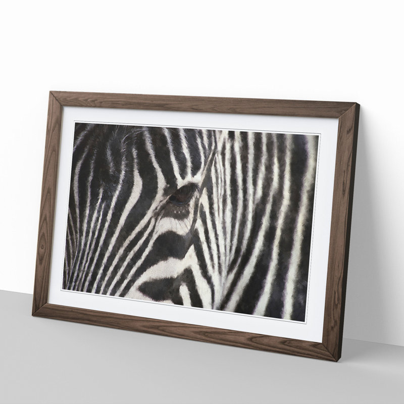 Zebra Vol.4 - Picture Frame Painting, Walnut, 36cm H x 48cm W x 2cm D