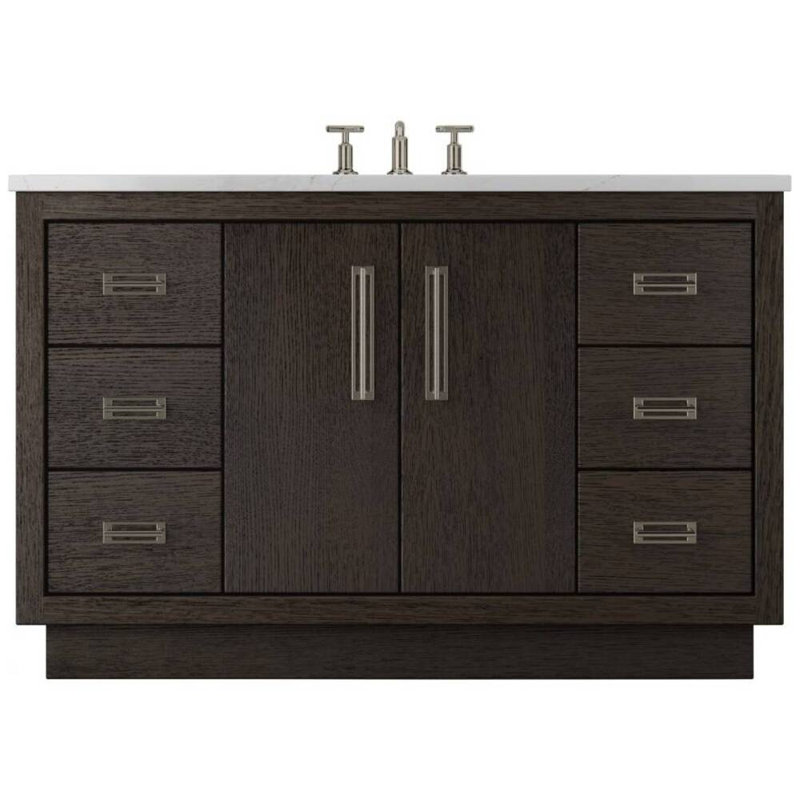 Avalon Single Extra Wide Bath Vanity, Rich Brown, Satin Nickel, 60"