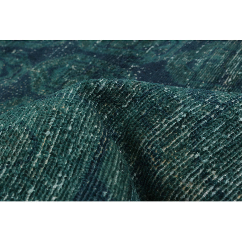 Tapis bleu sarcelle en laine 4 pi 7 po x 6 pi 9 po Buchtel
