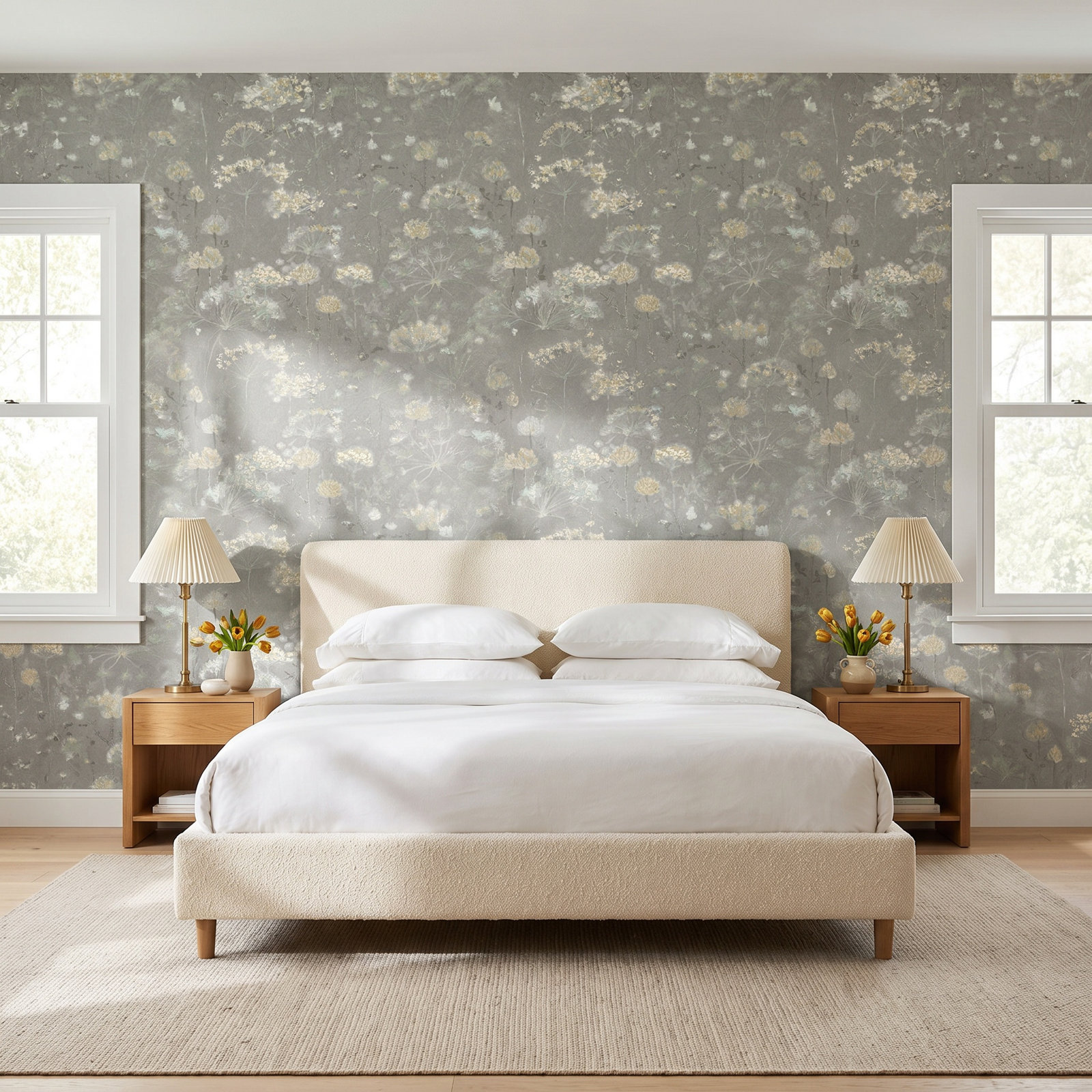 Floral Wallpaper, Gray