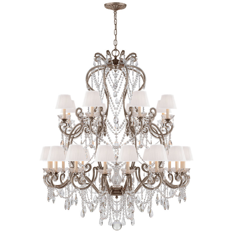 Adrianna 24 - Light Chandelier, Antique Silver Leaf