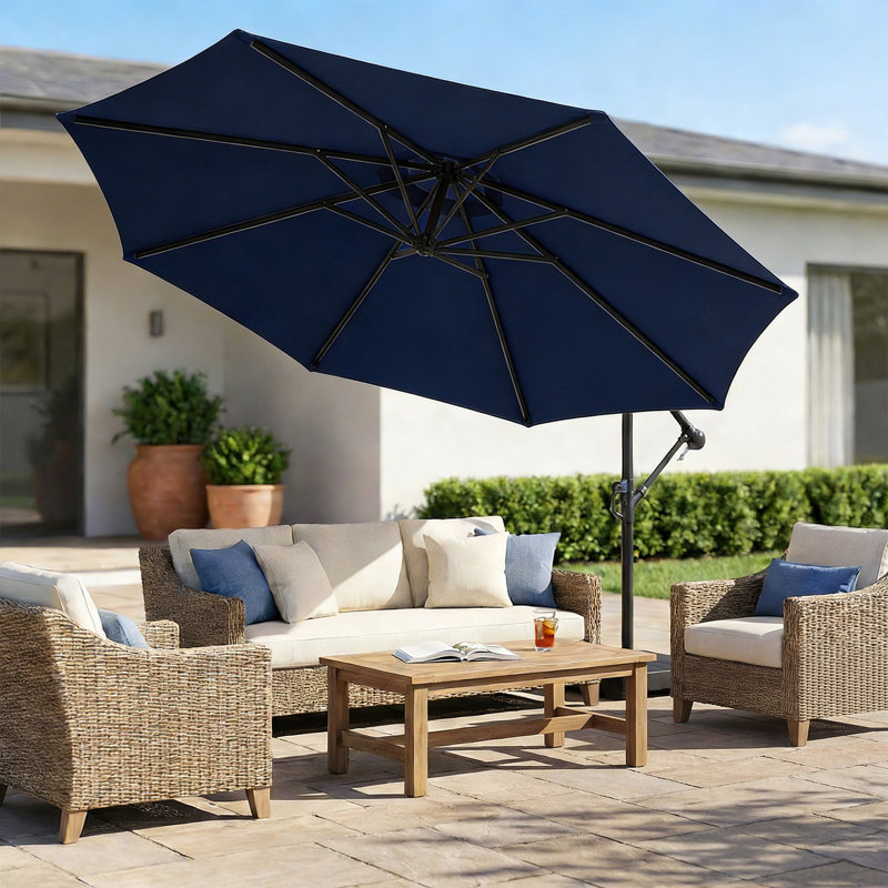 Parasol en porte-à-faux octogonal 10 'avec base lestée, Marine